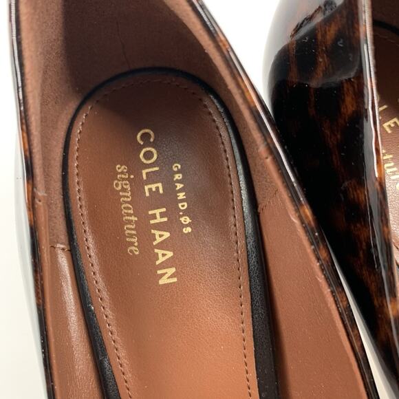 $150 Cole Haan Grand OS Juliana Detailed Pointed Toe Pump 7.5 B Leather Cheetah - Picture 4 of 10